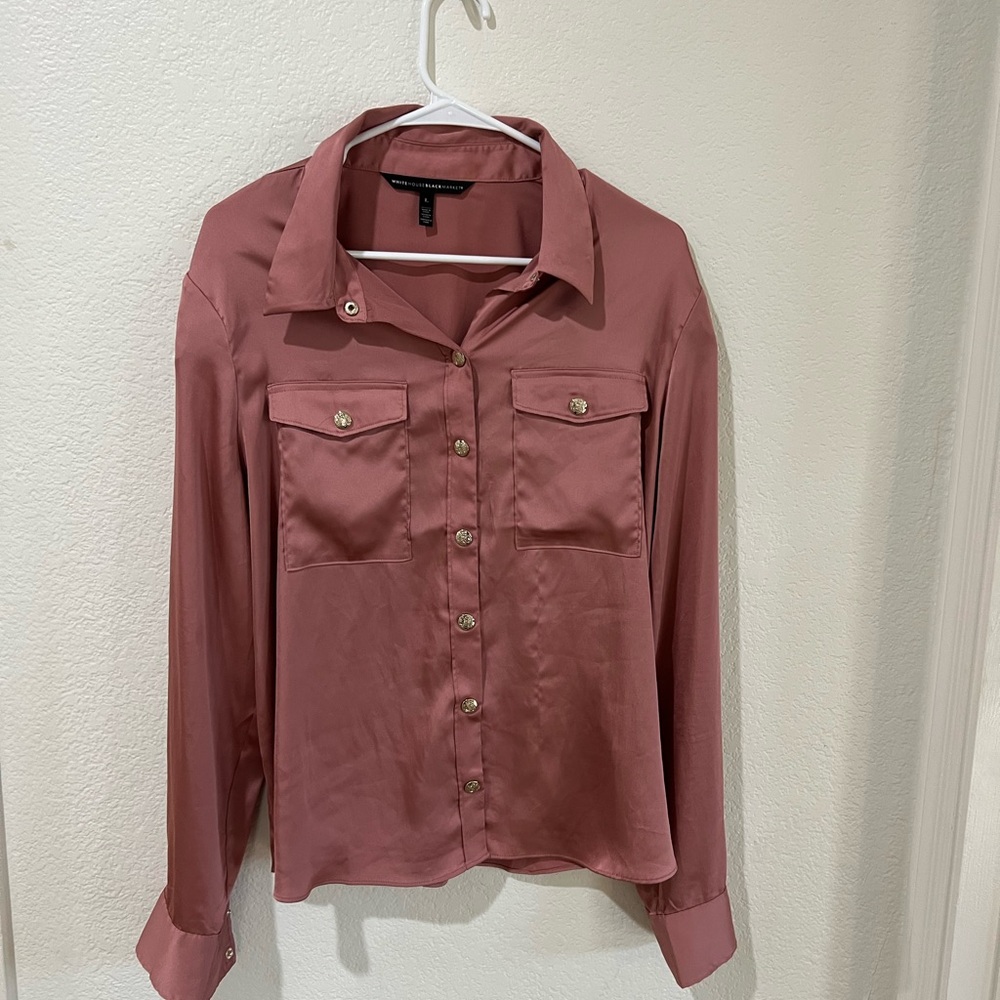 White House Black Market Mauve Button-Down Shirt